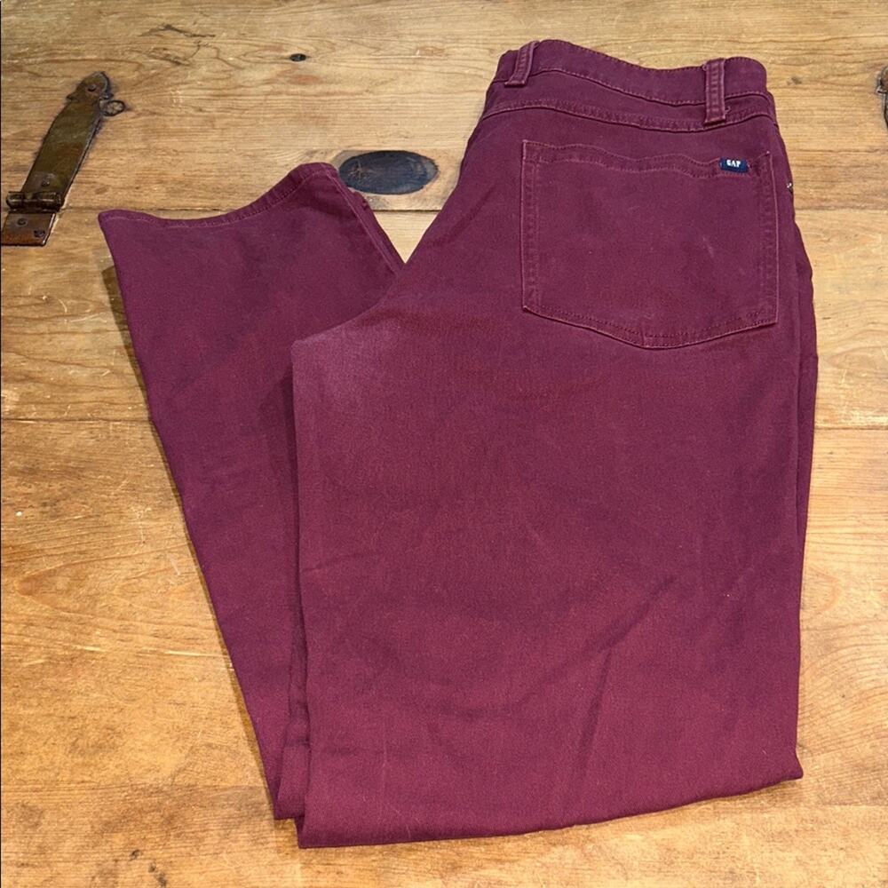 GAP Men’s Straight Leg Pants 34x32 Burgundy Maroon Casual Chino Classic Fit - Picture 4 of 9